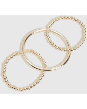Boohoo Beaded Bangle 3 Pack Bracelets - Metallic