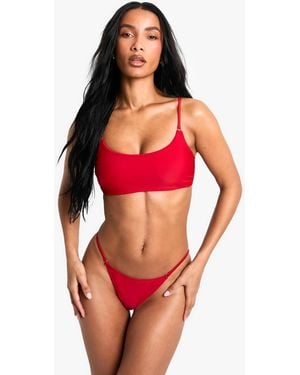 Boohoo Petite Swimwear Essentials Crop Bikini Top - Red