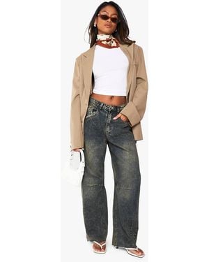 Boohoo Barrel Leg Jean - Blue