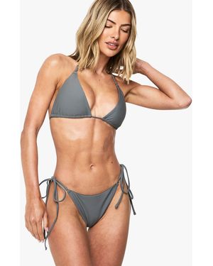 Boohoo Braguita De Biquini Essentials Con Atadura Lateral - Gris