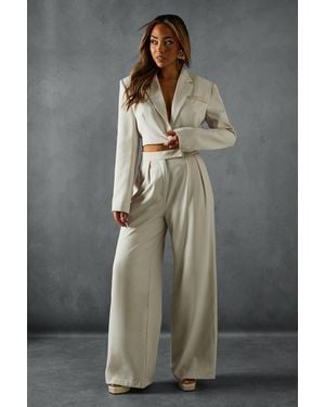 MissPap Tailored Satin Waistband Pants - Gray
