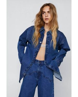 Nasty Gal Western Seam Detail Denim Shirt - Blue