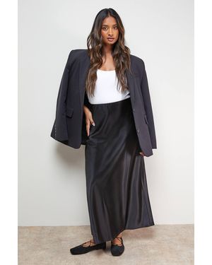 Oasis Satin Bias Cut Maxi Skirt - Black