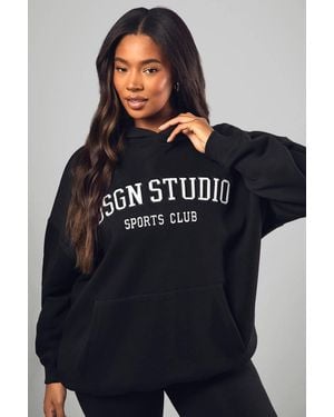 Boohoo Plus Applique Oversized Hoodie - Black