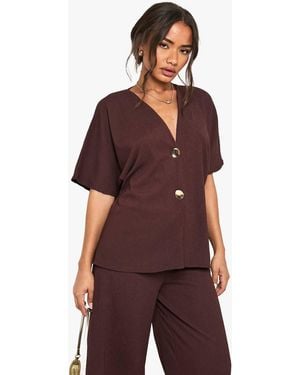 Boohoo Textured Button Front Boxy Shirt