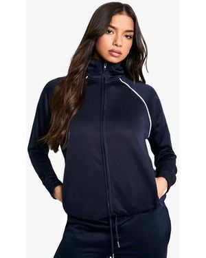 Boohoo Tricot Piping Detail Track Jacket - Blue