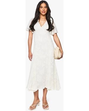 Boohoo Burnout Floral Angel Sleeve Midaxi Dress - White