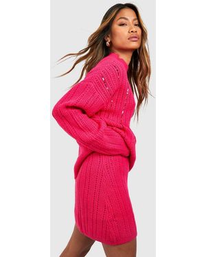 Boohoo Knitted Mini Skirt - Red