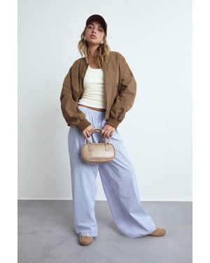 Boohoo Stripe Button Detail Wide Leg Pants - Blue