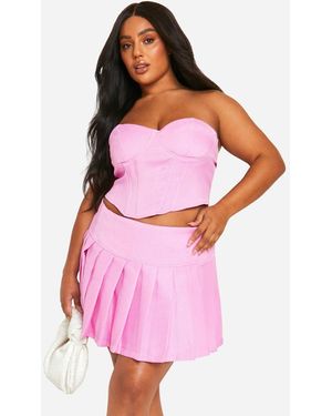 Boohoo Plus Bandeau Boucle Corset Top - Pink