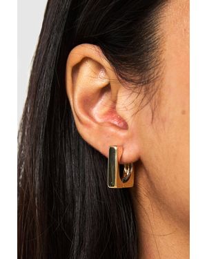 Boohoo Gold Square Hoop Earrings - Negro
