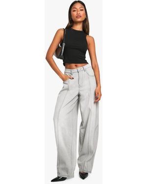 Boohoo Seam Detail Slouchy Boyfriend Jean - White