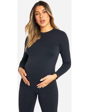 Boohoo Maternity Soft Touch Longsleeve Basic Top - Blue