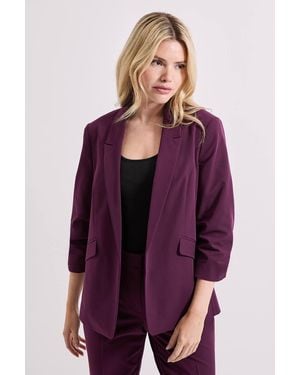 Dorothy Perkins Ruched Sleeve Blazer - Purple