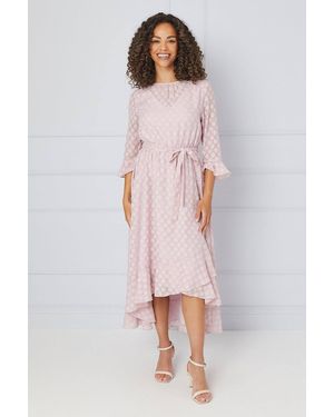 Wallis Spot Ruffle Sleeve Midaxi Dress - Pink