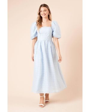 Dorothy Perkins Dp Luxe Seersucker Square Neck Midi Dress - Blue