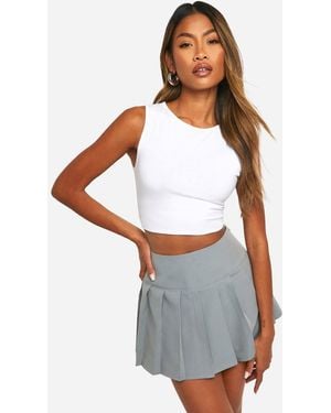 Boohoo Low Rise Pleated Micro Mini Skirt - White