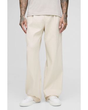 Boohoo Tall Al Pleated Relaxed Fit Pants - Natural