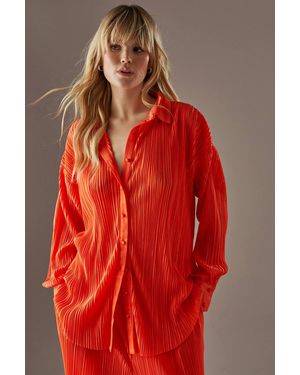 Warehouse Plisse Oversized Shirt - Red