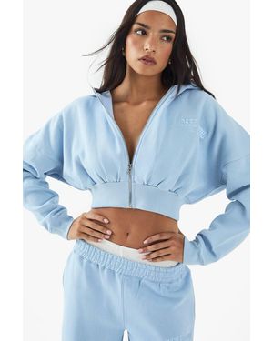 DSGN Studio Dsgn Studio Sports Club Applique Crop Hoodie - Blue