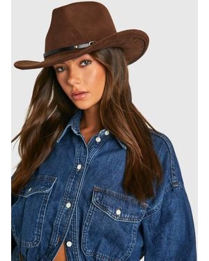 Boohoo Strap Detail Western Cowboy Hat - Blue