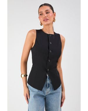 MissPap Tailored High Neck Waistcoat - Black
