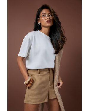 Boohoo Suede Look Mini Shorts - Brown