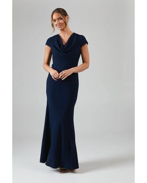 Coast Lace Detail Cowl Front Crepe Bridesmaid Maxi Dress - Blue