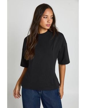 Boohoo Interlock Boxy Tucked Waist Detail T-Shirt - Black