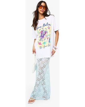 Boohoo Viva Italia Lobster Printed T-Shirt - Blue