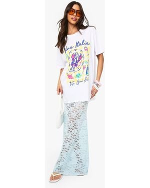 Boohoo Viva Italia Lobster Printed T-Shirt - Blue