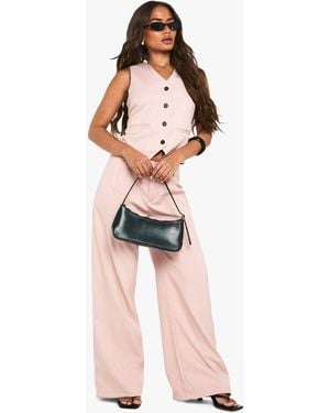 Boohoo Tailored Wide Leg Trouser - Pink