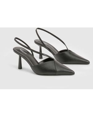 Boohoo Wide Fit Court Strap Panel Heels - White