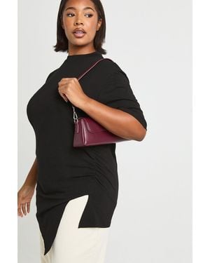 Boohoo Plus Split Side Ruched T-Shirt - Black