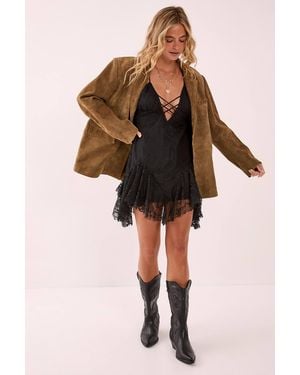 Nasty Gal Lace Godet Hem Mini Dress - Black
