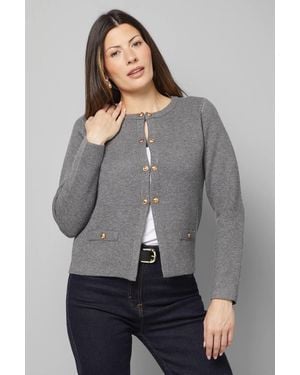 Wallis Fitted Double Button Knitted Jacket - Gray