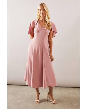 Wallis Petite Plain Crepe Cape Dress - Pink