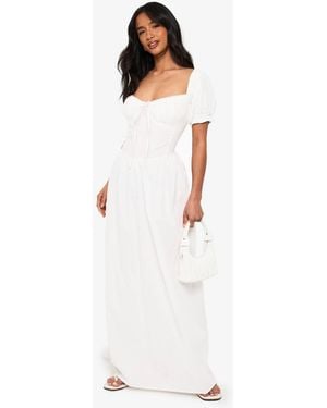 Boohoo Petite Milkmaid Midaxi Dress - White