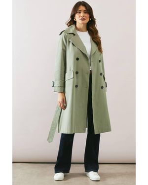 Wallis Premium Longline Belted Trench Coat - Green