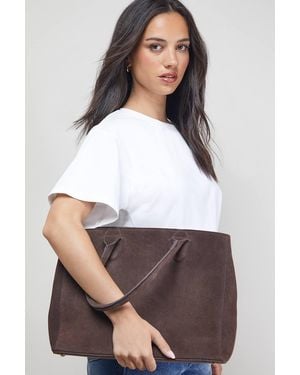 Oasis Francesca Suede Tote Bag - White