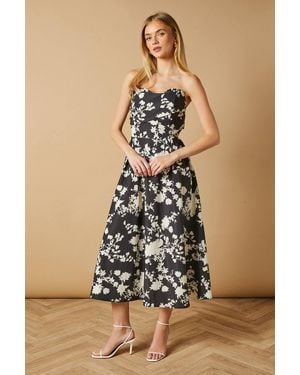 Oasis Floral Ottoman Twill Midi Dress - Black