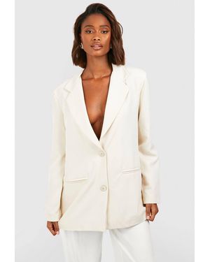 Boohoo Oversized Tailored Blazer - Natural