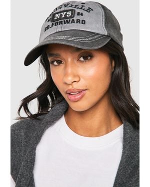 Boohoo Acid Wash Distressed Slogan Cap - Black