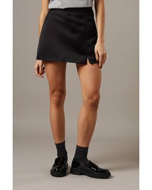 Warehouse Heavy Satin Micro Mini Skirt - Black