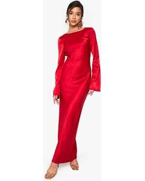 Boohoo Satin Column Maxi Dress - Red