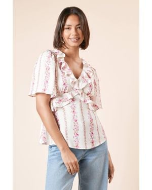 Dorothy Perkins Frill Detail Angel Sleeve Tie Back Blouse - Pink