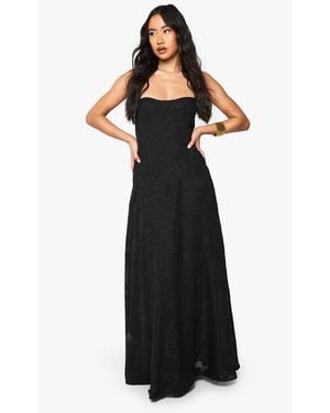 Boohoo Textured Strappy Cowl Maxi Dress - Black