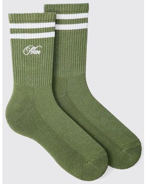 Boohoo Embroidered Sports Socks - Green