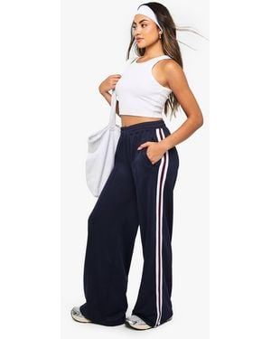 Boohoo Tricot Side Stripe Tape Straight Leg Jogger - Blue