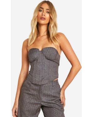 Boohoo Premium Pinstripe Sweetheart Corset - Gray